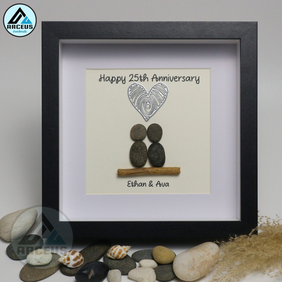 Personalised 20th Wedding Anniversary Pebble Art, Couple Pebble Art, Traditional Anniversary Pebble Painting for Her, Pebble Art Gift - Image 5
