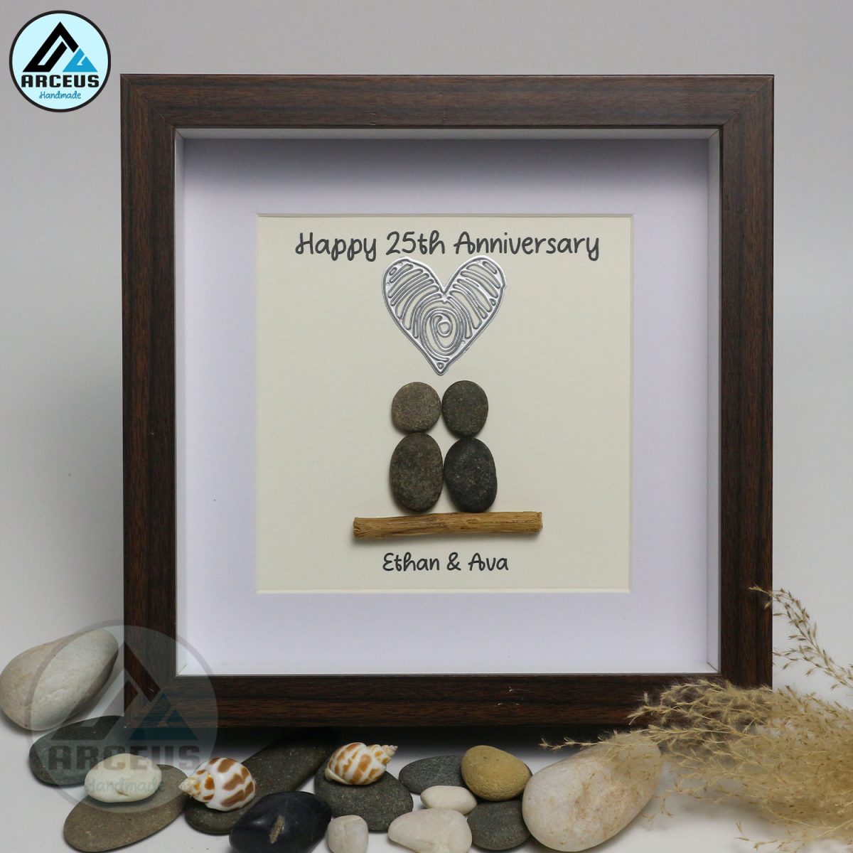 Personalised 20th Wedding Anniversary Pebble Art, Couple Pebble Art, Traditional Anniversary Pebble Painting for Her, Pebble Art Gift - Image 7