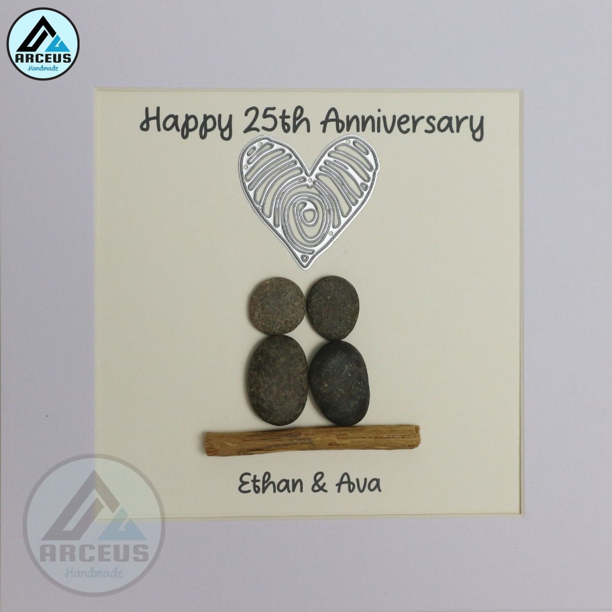 Personalised 20th Wedding Anniversary Pebble Art, Couple Pebble Art, Traditional Anniversary Pebble Painting for Her, Pebble Art Gift - Image 2