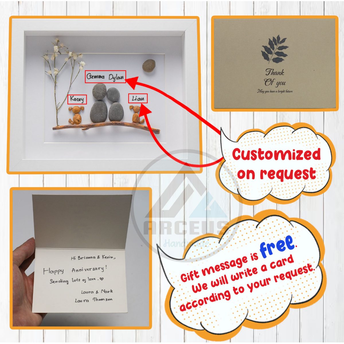 Pebble Art Couple with Two Dogs Pebble Art, Anniversary Wedding, Gift for Retirement, Housewarming, Bridal Shower Engagement, Pebble Art Gift, Pebble Painting - Image 2