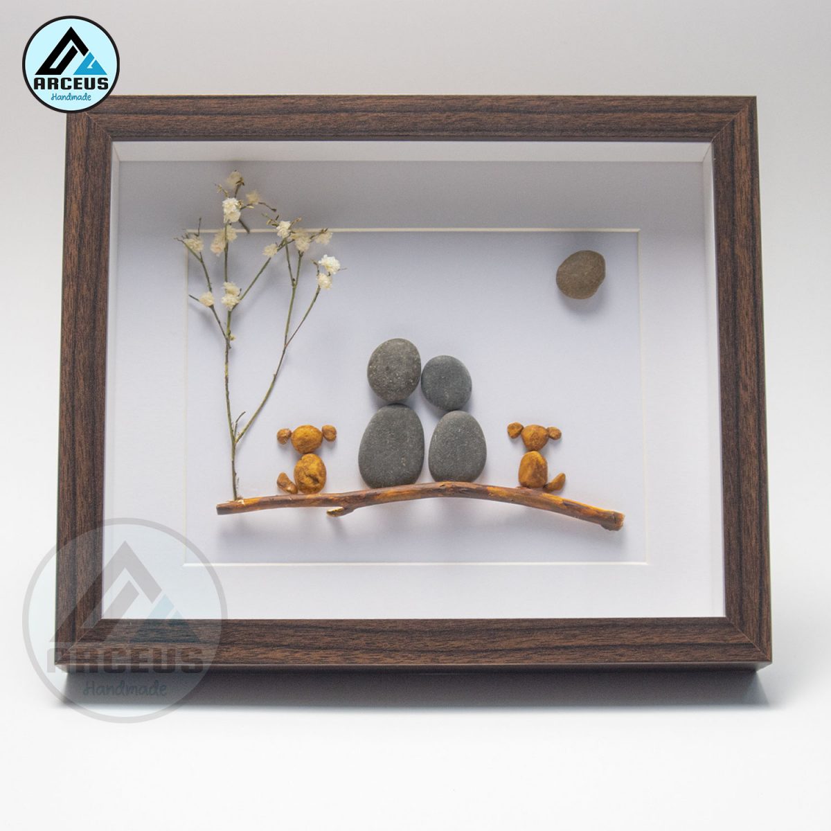 Pebble Art Couple with Two Dogs Pebble Art, Anniversary Wedding, Gift for Retirement, Housewarming, Bridal Shower Engagement, Pebble Art Gift, Pebble Painting - Image 5