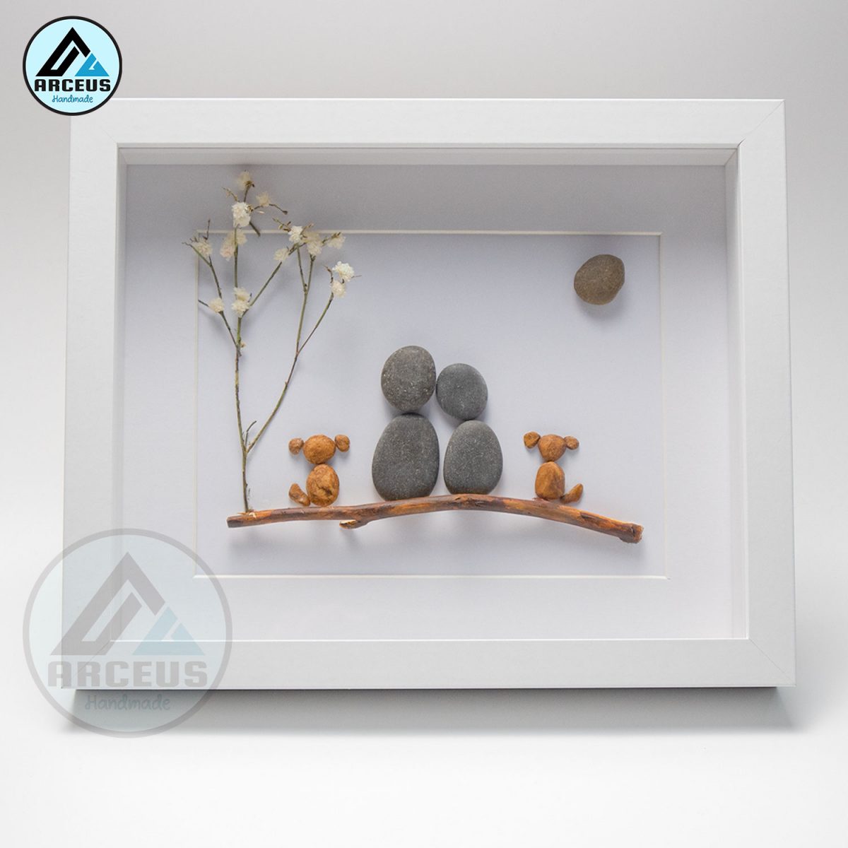 Pebble Art Couple with Two Dogs Pebble Art, Anniversary Wedding, Gift for Retirement, Housewarming, Bridal Shower Engagement, Pebble Art Gift, Pebble Painting - Image 6