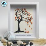 Fall Tree Pebble Art Picture Frame, Falling Leaves, Autumn Wall Hanging, Pebble Art Tree, Decorative Gifts, Pebble Art Gift, Pebble Painting