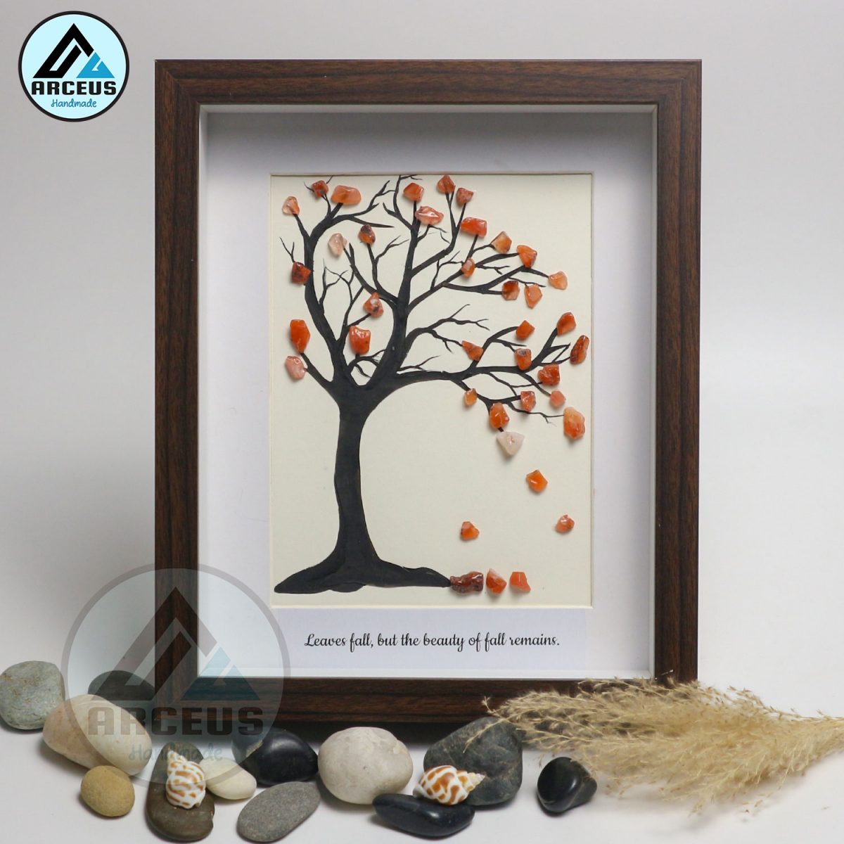 Fall Tree Pebble Art Picture Frame, Falling Leaves, Autumn Wall Hanging, Pebble Art Tree, Decorative Gifts, Pebble Art Gift, Pebble Painting - Image 8