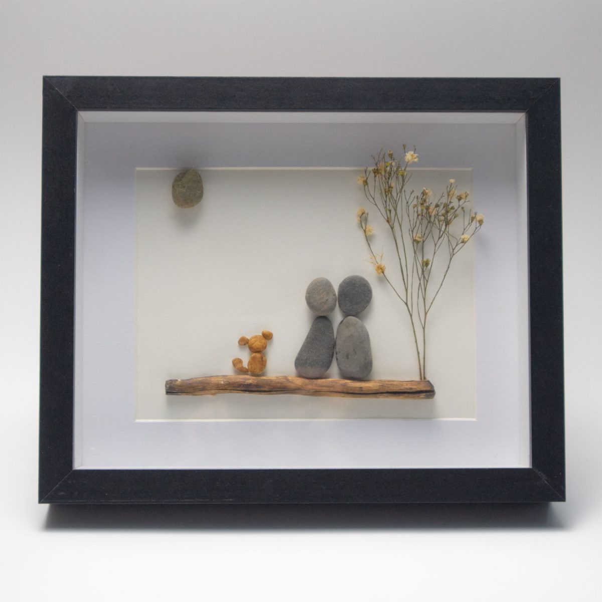 Couple and Dog Pebble Art, Gift for Wedding, Housewarming, Bridal Shower Engagement, Pebble Art Gift, Pebble Painting - Image 5