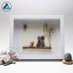 Couple and Dog Pebble Art, Gift for Wedding, Housewarming, Bridal Shower Engagement, Pebble Art Gift, Pebble Painting