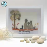 Personalised Couple With Pets Pebble Art, Pebble Art Gift, Couple With Dog Cat Pebble Art, Family With Cat Pebble Art, Gift for Family