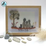 Personalised Couple With Pets Pebble Art, Pebble Art Gift, Couple With Dog Cat Pebble Art, Family With Cat Pebble Art, Gift for Family - Image 2