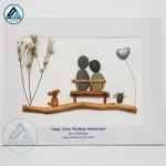 Personalized Silver Wedding Anniversary Pebble Art, 25th Anniversary Pebble Art, Gift for Parents, Friends, Spouse, Family Frame Pebble Painting, Pebble Art Gift - Image 2