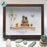 Personalized Silver Wedding Anniversary Pebble Art, 25th Anniversary Pebble Art, Gift for Parents, Friends, Spouse, Family Frame Pebble Painting, Pebble Art Gift - Image 5