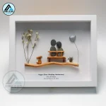 Personalized Silver Wedding Anniversary Pebble Art, 25th Anniversary Pebble Art, Gift for Parents, Friends, Spouse, Family Frame Pebble Painting, Pebble Art Gift