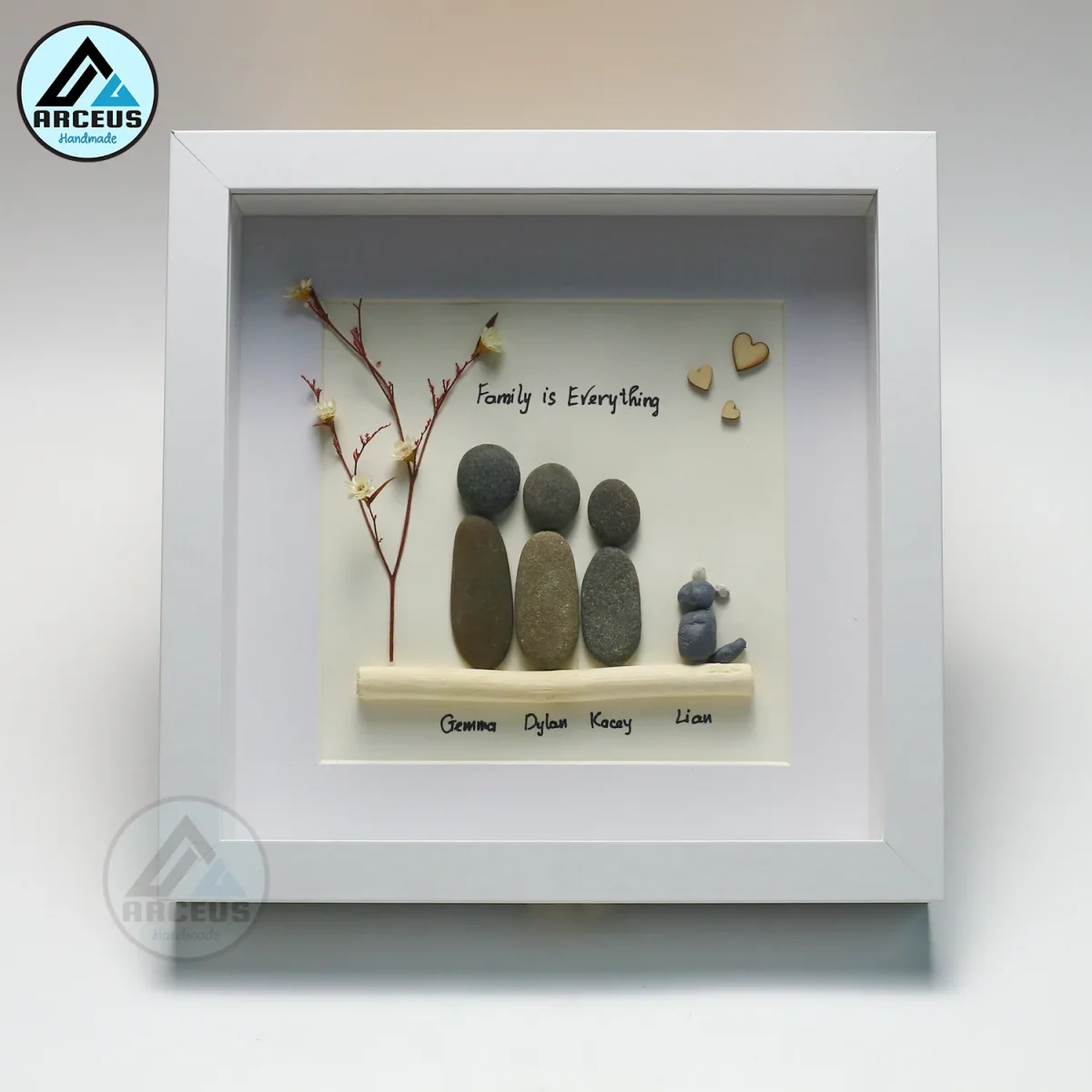 Personalised Family Is Everything Pebble Art, Family Pebble Art, Gift for Family, Gift Friend, New Home Gift Pebble Frame, Pebble Art Gift - Image 5