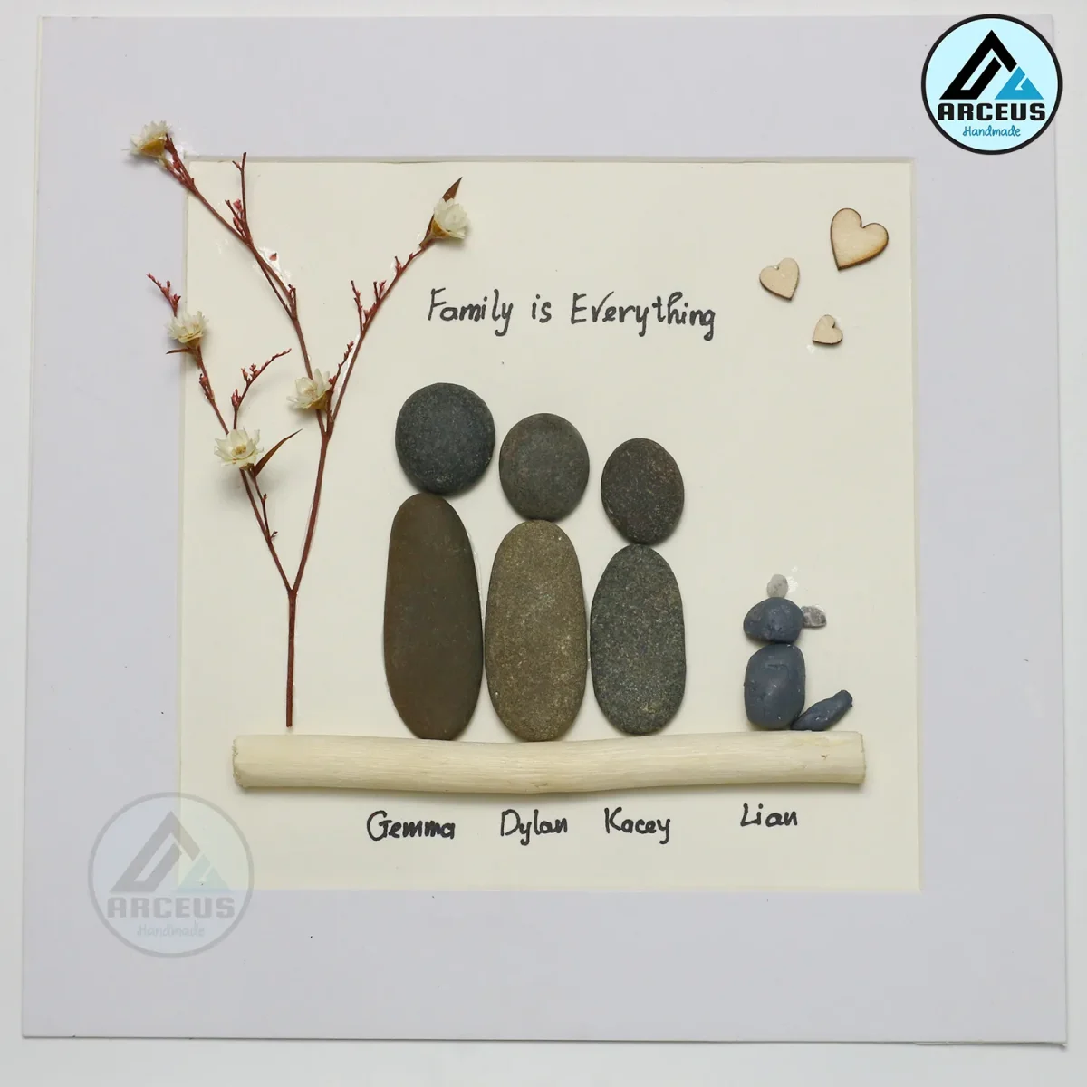 Personalised Family Is Everything Pebble Art, Family Pebble Art, Gift for Family, Gift Friend, New Home Gift Pebble Frame, Pebble Art Gift - Image 2