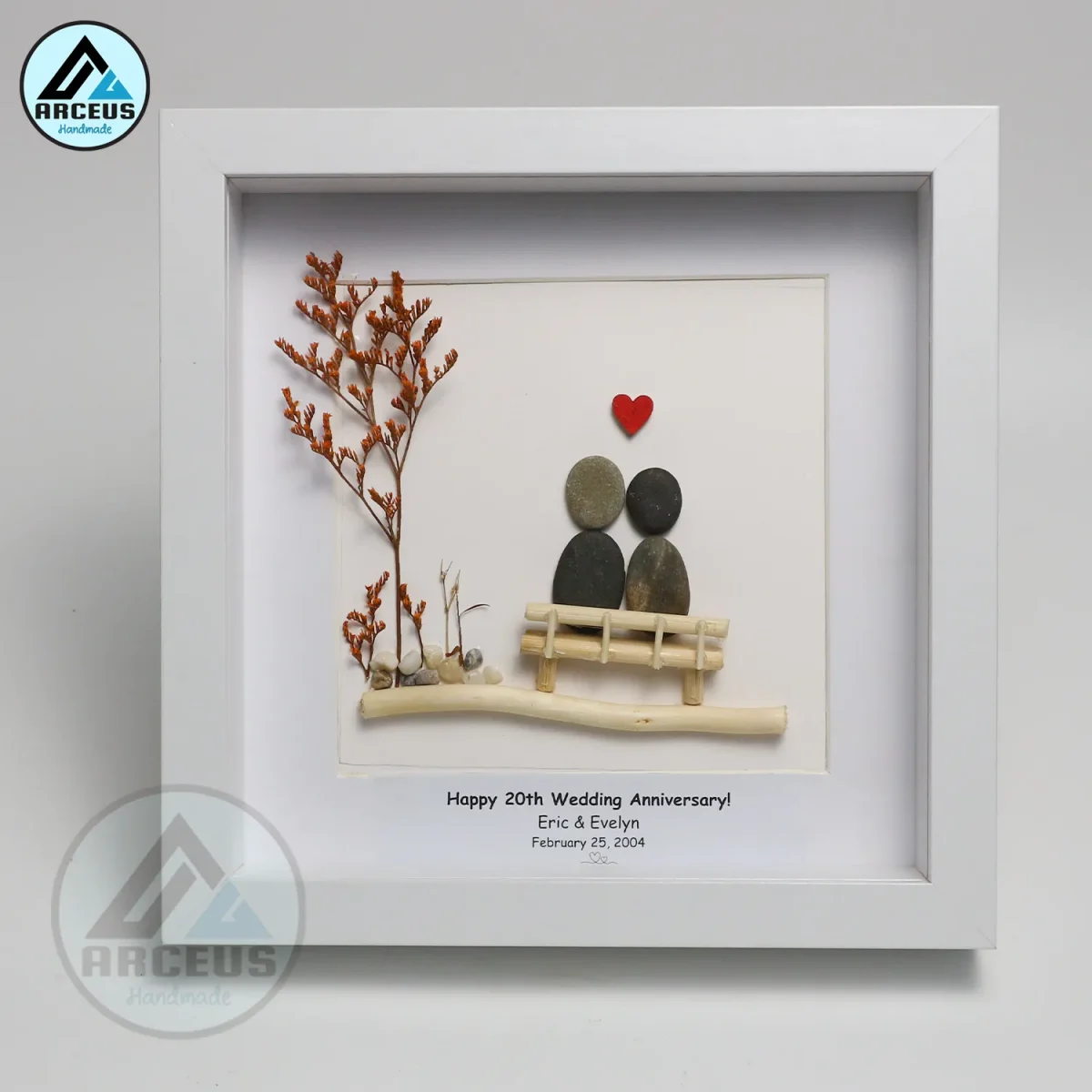 Personalized Happy 20th Wedding Anniversary, Anniversary Pebble Art, Custom Pebble Art Gift, Mr & Mrs Pebble Art, Couple Pebble Art - Image 6