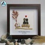 Personalized Happy 20th Wedding Anniversary, Anniversary Pebble Art, Custom Pebble Art Gift, Mr & Mrs Pebble Art, Couple Pebble Art - Image 4