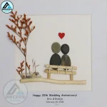 Personalized Happy 20th Wedding Anniversary, Anniversary Pebble Art, Custom Pebble Art Gift, Mr & Mrs Pebble Art, Couple Pebble Art - Image 2