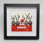 Personalised Wedding Pebble Art, Anniversary Engagement Pebble Art, Gift for Wife, Couple Heart Minimap Pebble Frame, Pebble Art Gift - Image 4