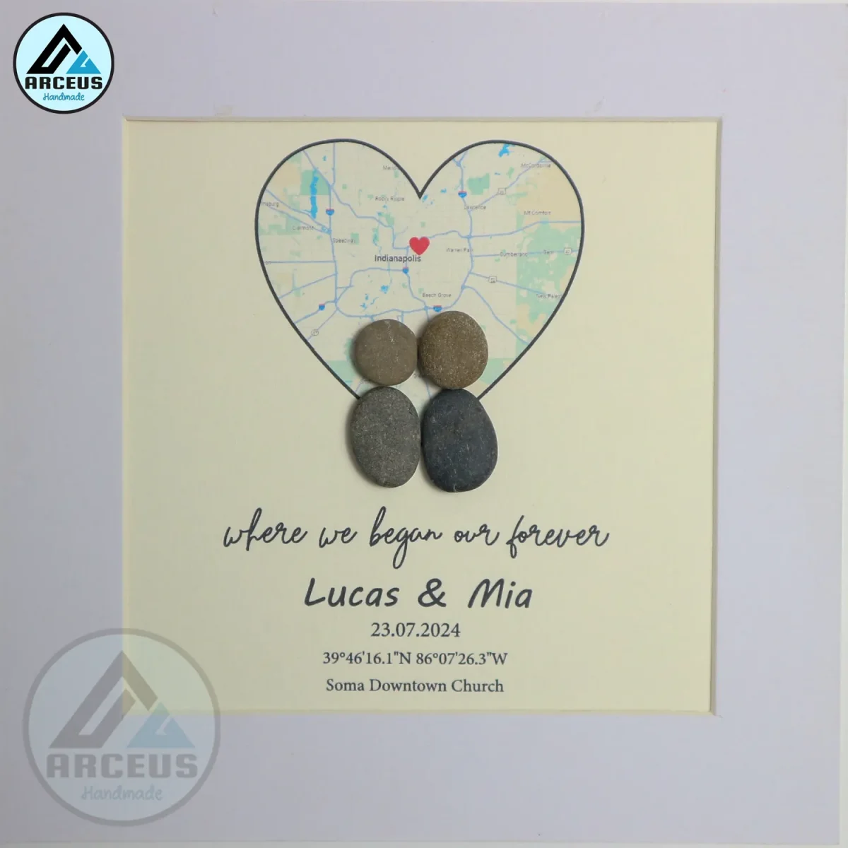 Grandmother Pebble Art, Pebble Art Birthday Gift For Nana, Christmas Gift For Grandma, Grandma & Grandchildren Pebble Frame, Pebble Art Gift - Image 2