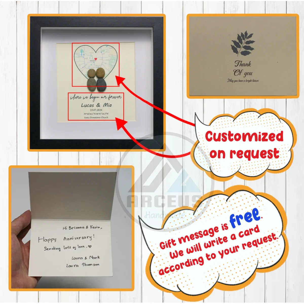 Grandmother Pebble Art, Pebble Art Birthday Gift For Nana, Christmas Gift For Grandma, Grandma & Grandchildren Pebble Frame, Pebble Art Gift - Image 3