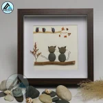 Cat and Bird Pebble Art, Cute Pet Pebble Art, Gift For Family, Fathers Mothers Gift, New Home Gift, Family Pebble Art, Dog Cat  Pebble Art - Image 5