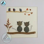 Cat and Bird Pebble Art, Cute Pet Pebble Art, Gift For Family, Fathers Mothers Gift, New Home Gift, Family Pebble Art, Dog Cat  Pebble Art - Image 2