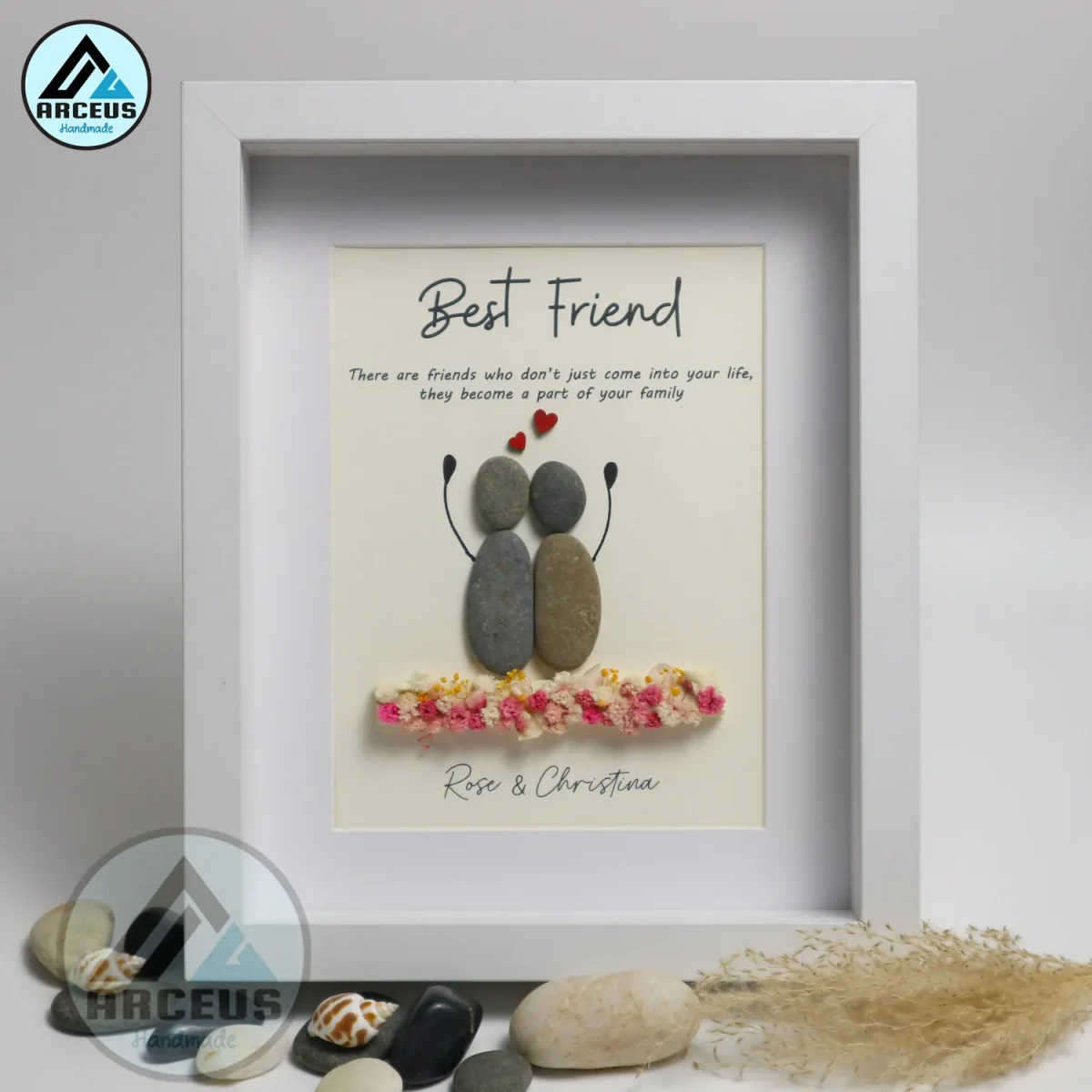 XNJPG AMZ00116-02 Personalized Best Friend Pebble Art, Gifts for Birthday, Gifts For Best Friends, Friends Female, Best Friend Pebble Art, Pebble Art Gift - Image 1