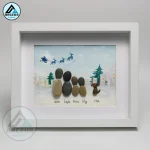 Personalised Christmas Family Pebble Art, Pebble Art Christmas, Custom Family with Pets, Pebble Art Gift, Christmas Eve Family Pebble Frame - Image 8