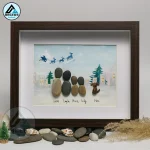 Personalised Christmas Family Pebble Art, Pebble Art Christmas, Custom Family with Pets, Pebble Art Gift, Christmas Eve Family Pebble Frame - Image 6