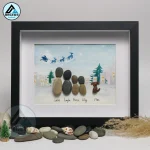 Personalised Christmas Family Pebble Art, Pebble Art Christmas, Custom Family with Pets, Pebble Art Gift, Christmas Eve Family Pebble Frame - Image 5