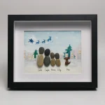 Personalised Christmas Family Pebble Art, Pebble Art Christmas, Custom Family with Pets, Pebble Art Gift, Christmas Eve Family Pebble Frame - Image 4