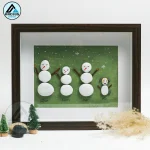 Personalized Christmas Family Pebble Art, Family Christmas Pebble Art, Custom Family with Pets, Pebble Art Gift, Snowman Family Pebble Frame - Image 5