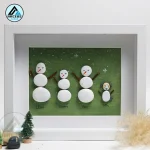 Personalized Christmas Family Pebble Art, Family Christmas Pebble Art, Custom Family with Pets, Pebble Art Gift, Snowman Family Pebble Frame - Image 4