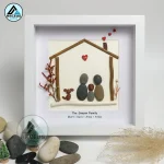 Personalised The Family with Pets Pebble Art, Fall Tree Family Pebble Art, Gift for Family, New Home Gift, Pebble Frame, Pebble Art Gift