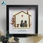 Personalised The Family with Pets Pebble Art, Fall Tree Family Pebble Art, Gift for Family, New Home Gift, Pebble Frame, Pebble Art Gift - Image 4