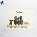 Personalised Family Pebble Art, Family Where We Return Pebble Art, Family Gift, Home With Pet Pebble Frame, Pebble Art Gift - Image 2