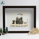 Personalised Family Pebble Art, Family Where We Return Pebble Art, Family Gift, Home With Pet Pebble Frame, Pebble Art Gift - Image 6