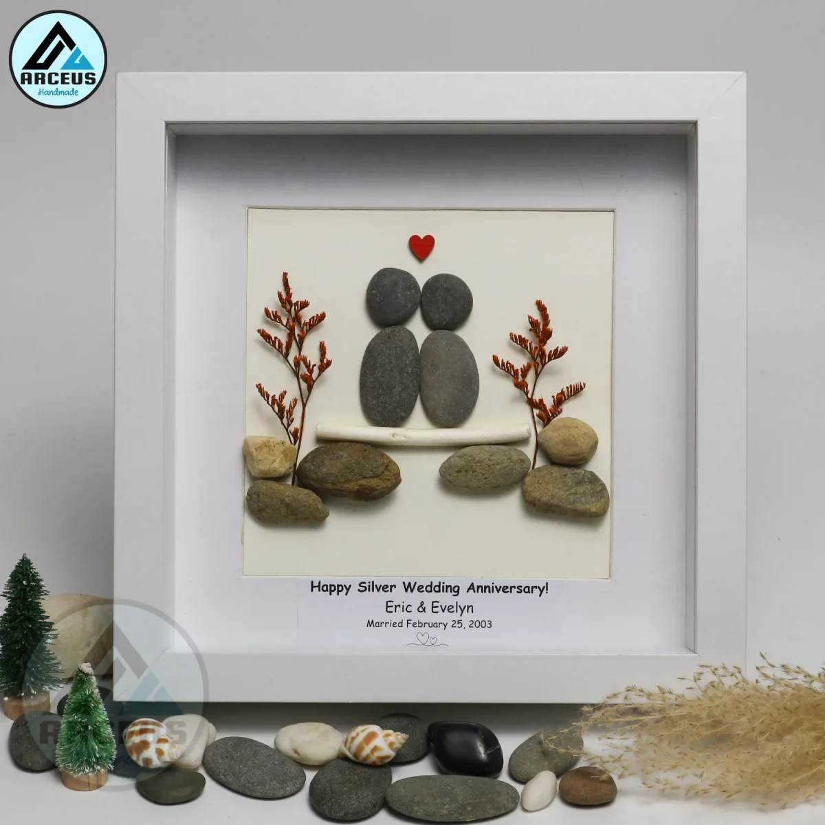 Personalised My Family Pebble Art, Family Is Everything Pebble Art, New Home Gift ,Gift for Family, Family Pebble Frame, Pebble Art Gift - Image 1