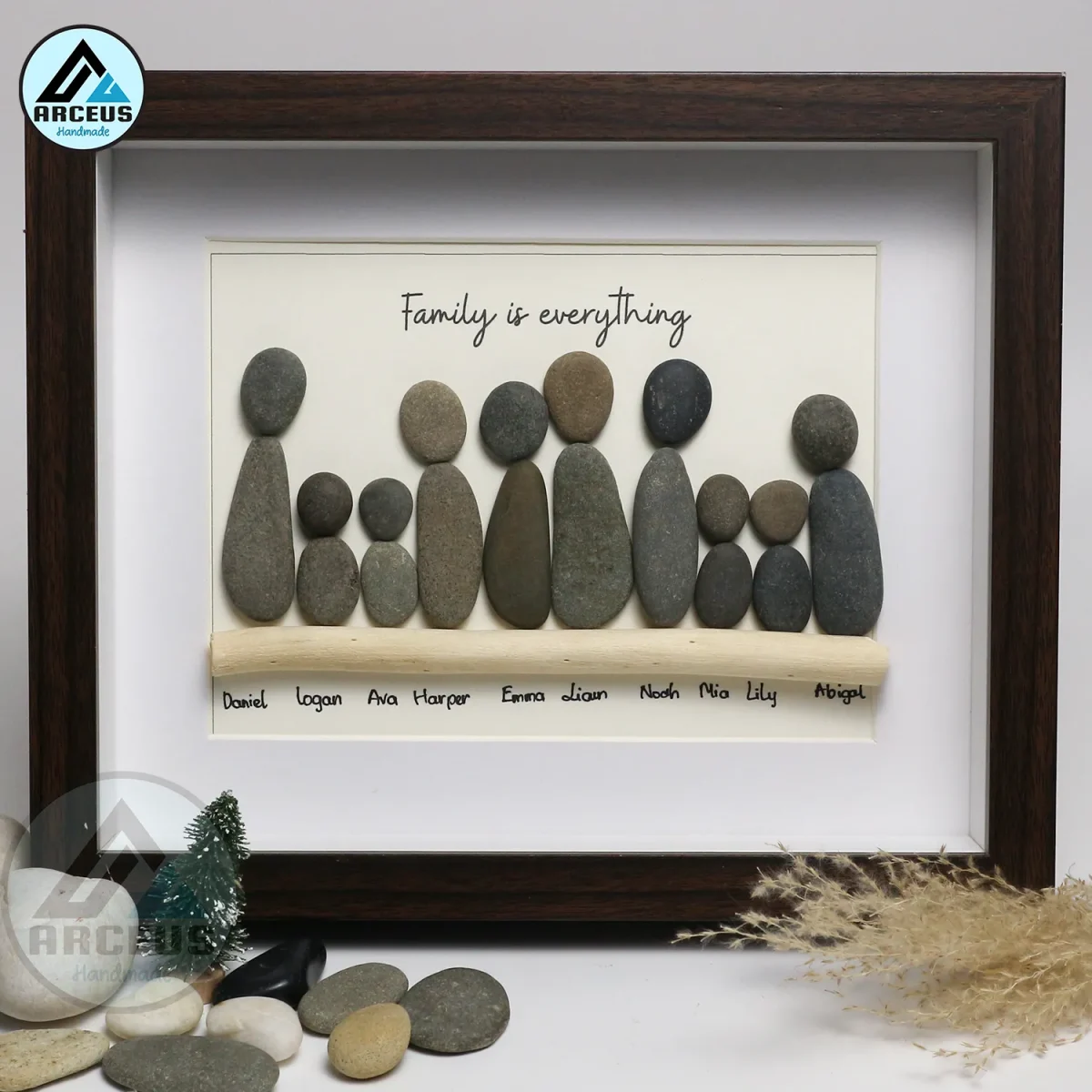 Personalized Big Family Pebble Art, Housewarming Gift Pebble Painting, Custom Pebble Art Family, Gift For Family, New Home Pebble Art Gift - Image 6