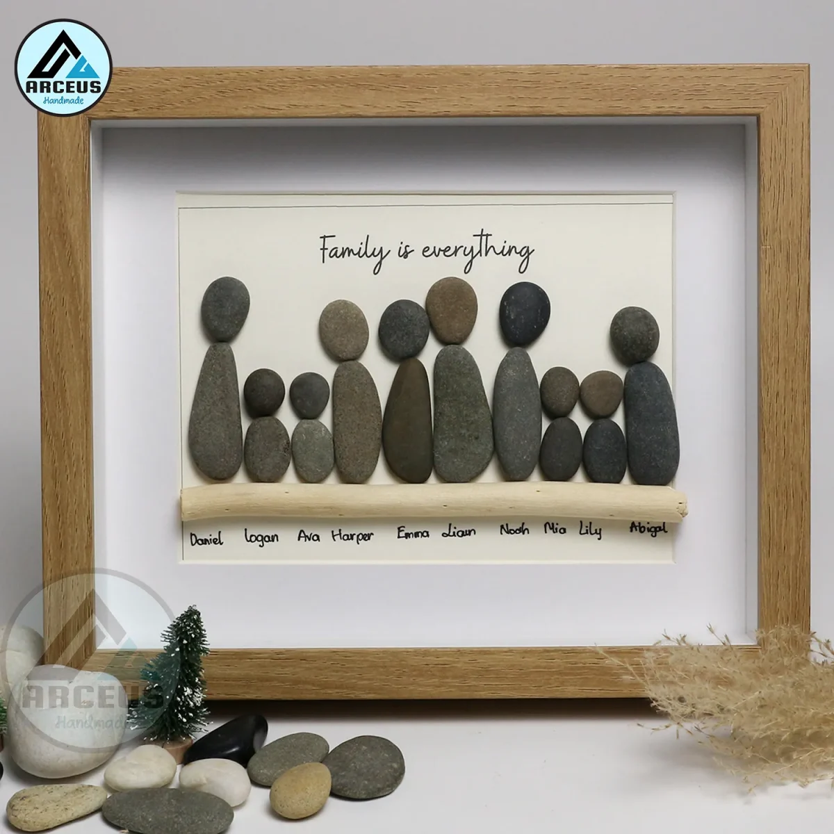 Personalized Big Family Pebble Art, Housewarming Gift Pebble Painting, Custom Pebble Art Family, Gift For Family, New Home Pebble Art Gift - Image 5