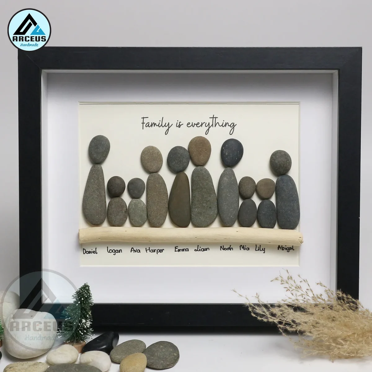 Personalized Big Family Pebble Art, Housewarming Gift Pebble Painting, Custom Pebble Art Family, Gift For Family, New Home Pebble Art Gift - Image 4