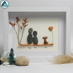 Personalised Couple and Dog Pebble Art, Gift for Wedding, Bird Bridal Shower Engagement, Pebble Art Gift, Pebble Painting, Pebble Art Gift