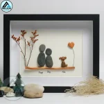 Personalised Couple and Dog Pebble Art, Gift for Wedding, Bird Bridal Shower Engagement, Pebble Art Gift, Pebble Painting, Pebble Art Gift - Image 4
