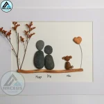 Personalised Couple and Dog Pebble Art, Gift for Wedding, Bird Bridal Shower Engagement, Pebble Art Gift, Pebble Painting, Pebble Art Gift - Image 2