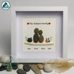 Personalised Couple and Cats Pebble Art, Gift for Wedding, Bird Bridal Shower Engagement, Pebble Art Gift, Pebble Painting, Pebble Art Gift