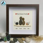 Personalised Couple and Cats Pebble Art, Gift for Wedding, Bird Bridal Shower Engagement, Pebble Art Gift, Pebble Painting, Pebble Art Gift - Image 5