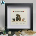 Personalised Couple and Cats Pebble Art, Gift for Wedding, Bird Bridal Shower Engagement, Pebble Art Gift, Pebble Painting, Pebble Art Gift - Image 4