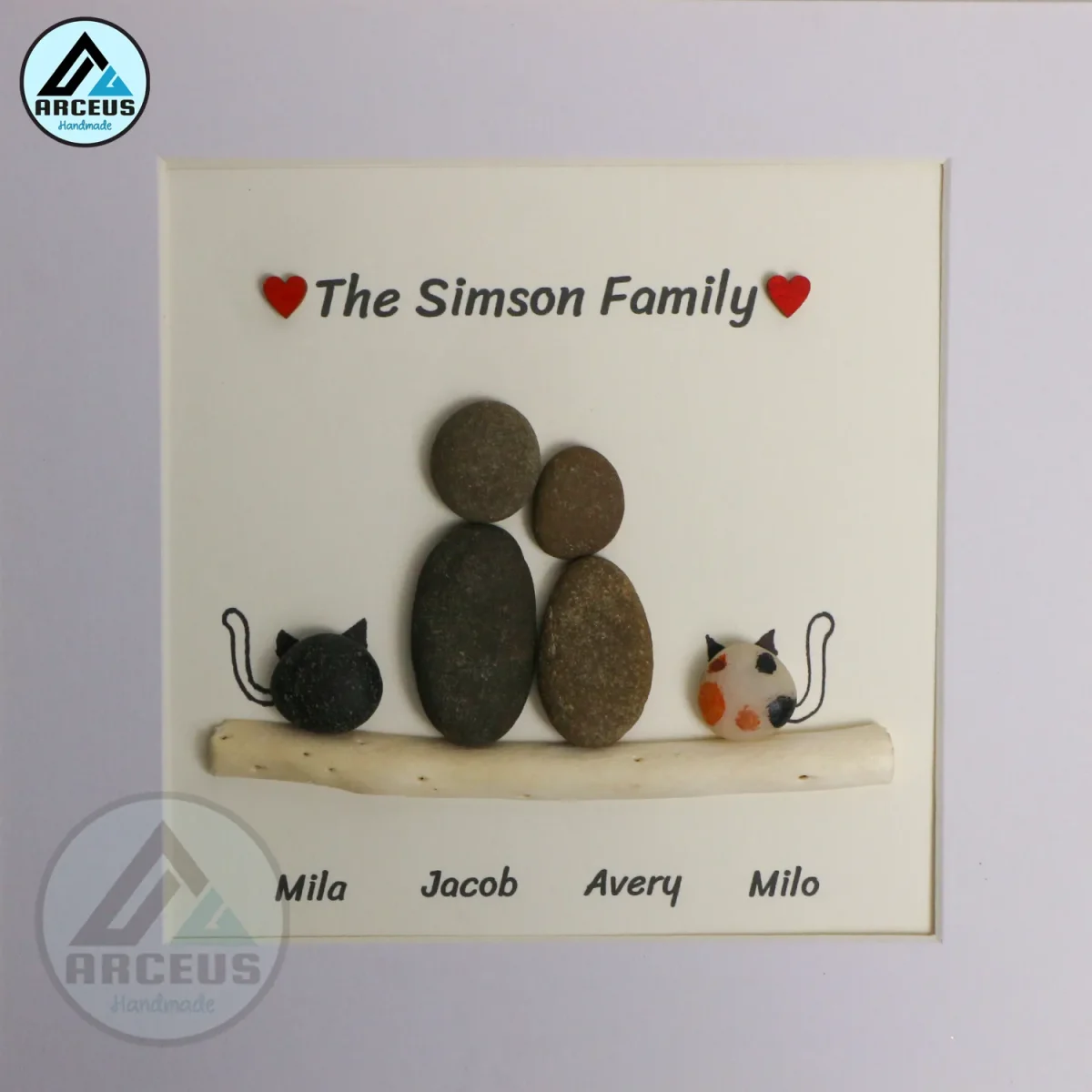 Personalised Couple and Cats Pebble Art, Gift for Wedding, Bird Bridal Shower Engagement, Pebble Art Gift, Pebble Painting, Pebble Art Gift - Image 2