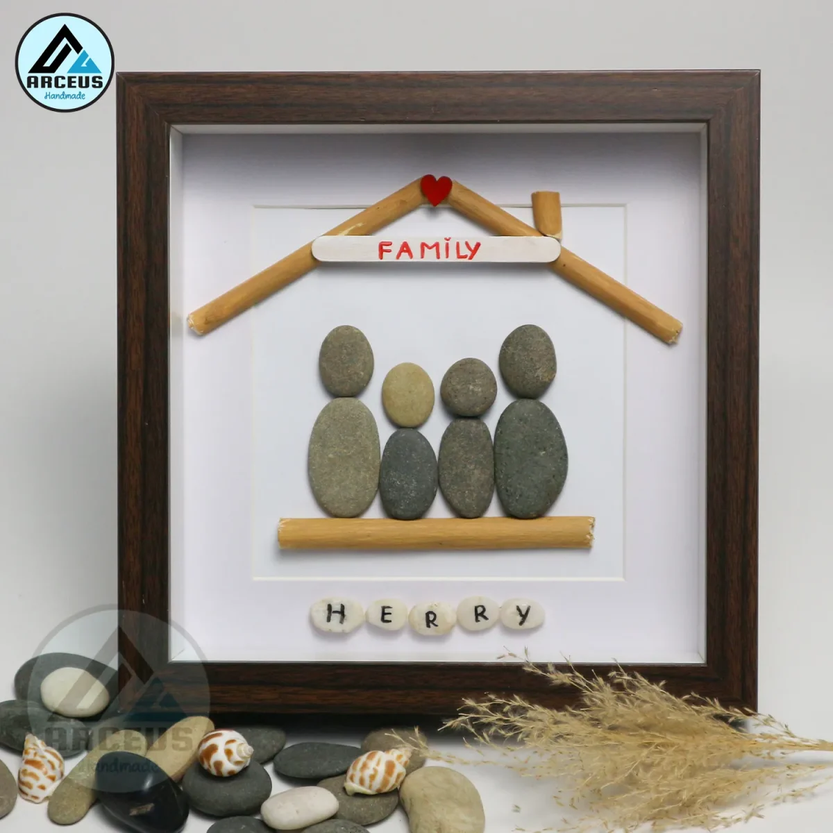 Personalized Family Pebble Art, Housewarming Gift Pebble Painting, Custom Pebble Art Family, Gift For Family, New Home Pebble Art Gift - Image 6
