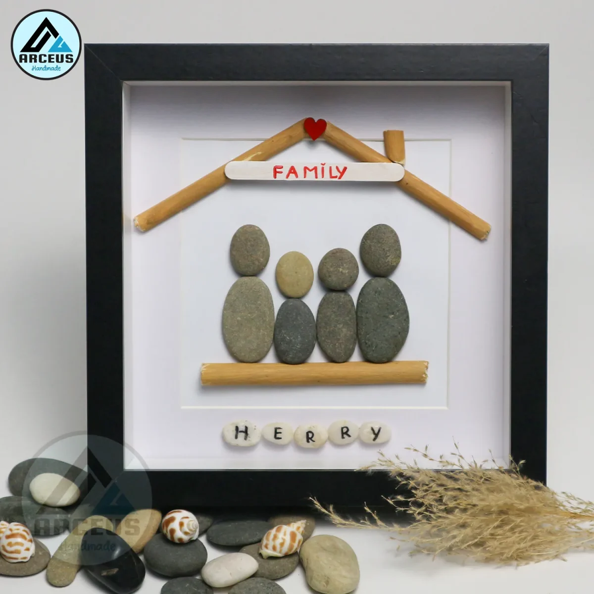 Personalized Family Pebble Art, Housewarming Gift Pebble Painting, Custom Pebble Art Family, Gift For Family, New Home Pebble Art Gift - Image 5