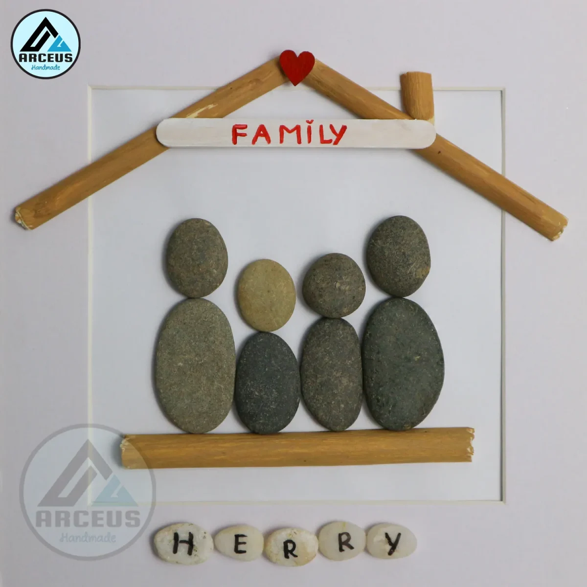 Personalized Family Pebble Art, Housewarming Gift Pebble Painting, Custom Pebble Art Family, Gift For Family, New Home Pebble Art Gift - Image 2